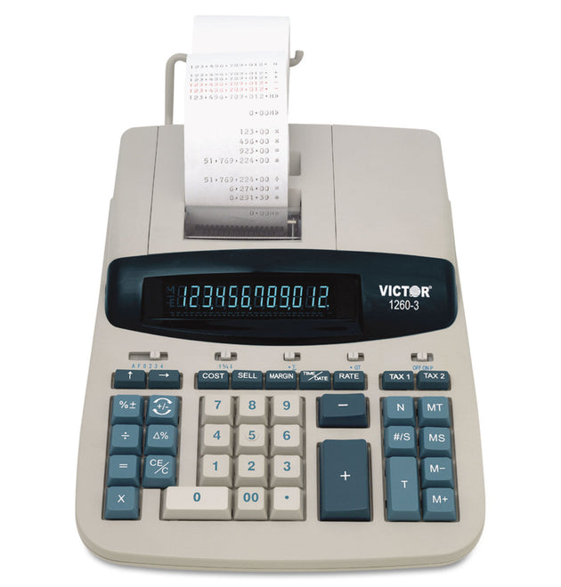 1260-3 Two-Color Heavy-Duty Printing Calculator, Black/Red Print, 4.6 Lines/Sec