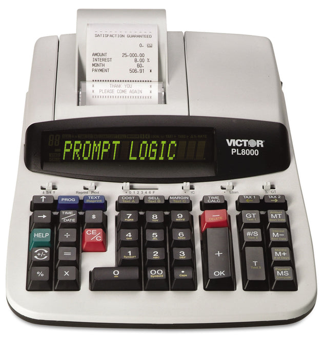 PL8000 One-Color Prompt Logic Printing Calculator, Black Print, 8 Lines/Sec