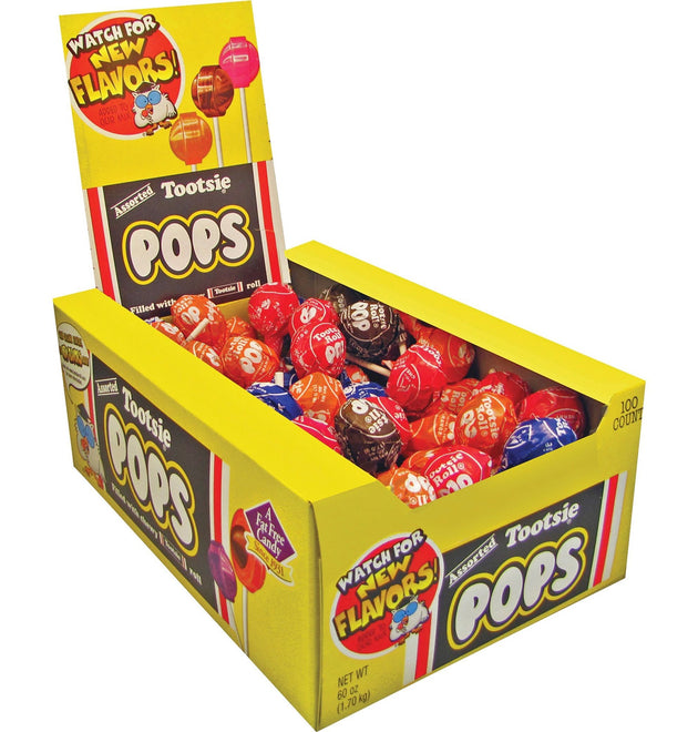 Assorted Flavors Candy Center Lollipops, Assorted, 3.75 lb, 100 / Box