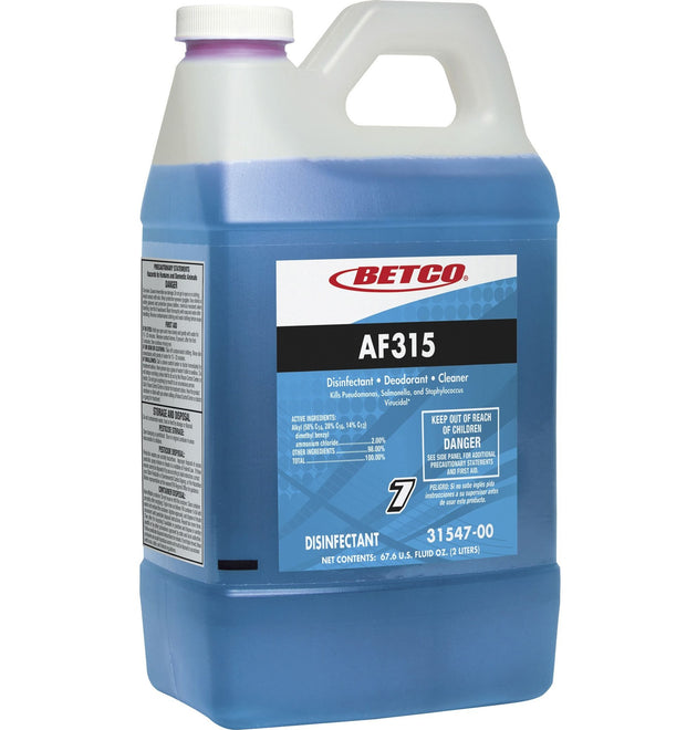 AF315 Disinfectant Cleaner, Ready-To-Use Liquid, 67.6 fl oz (2.1 quart), 67.60 oz (4.22 lb), Citrus Floral Scent, 4 / Case, Turquoise, Blue