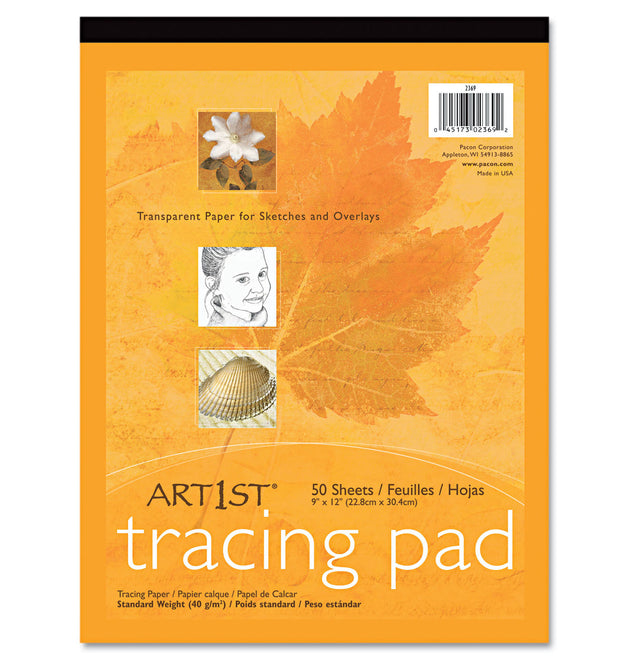 Art1st Parchment Tracing Paper, 16 lb, 9 x 12, White, 50/Pack