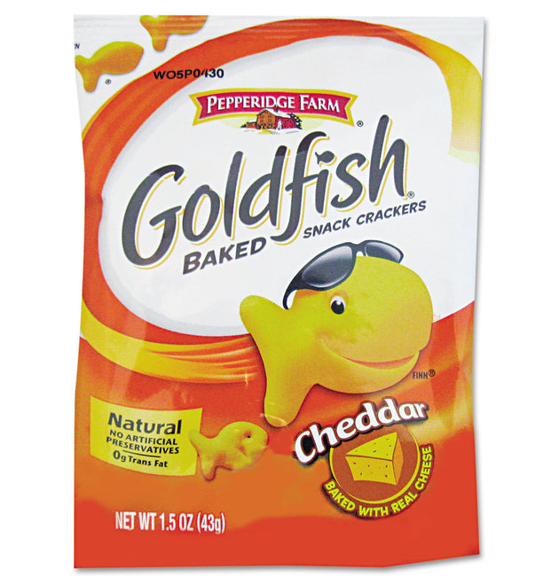 Goldfish Crackers, Cheddar, Single-Serve Snack, 1.5oz Bag, 72/Carton