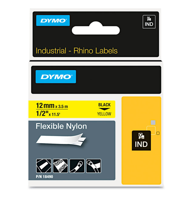 Rhino Flexible Nylon Industrial Label Tape, 0.5