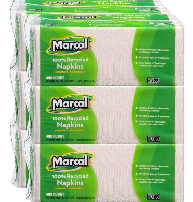 100% Recycled Luncheon Napkins, 1 Ply, 12.50