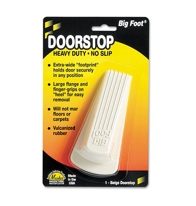 Big Foot Doorstop, No Slip Rubber Wedge, 2.25w x 4.75d x 1.25h, Beige