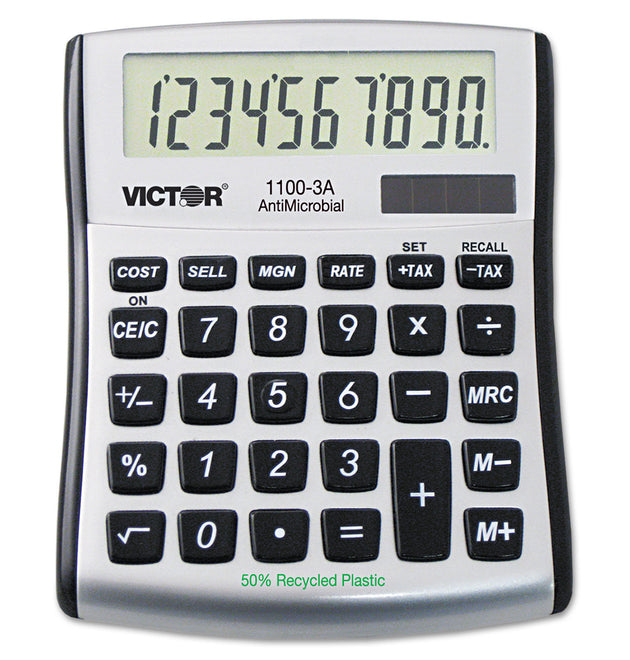 1100-3A Antimicrobial Compact Desktop Calculator, 10-Digit LCD