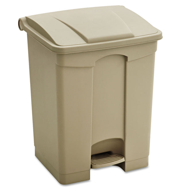 Large Capacity Plastic Step-On Receptacle, 17 gal, Plastic, Tan