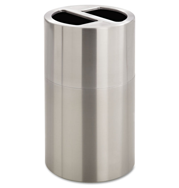 Dual Recycling Receptacle, 30 gal, Steel, Stainless Steel