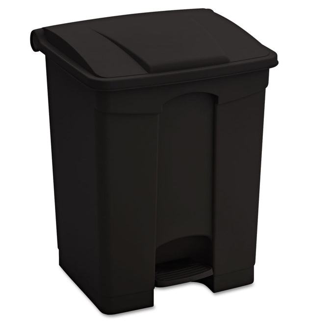 Large Capacity Plastic Step-On Receptacle, 17 gal, Plastic, Black