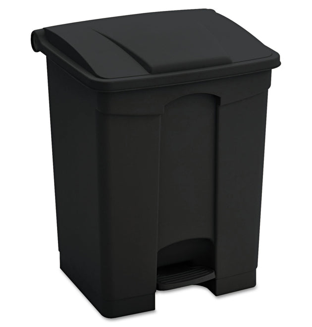 Large Capacity Plastic Step-On Receptacle, 23 gal, Plastic, Black