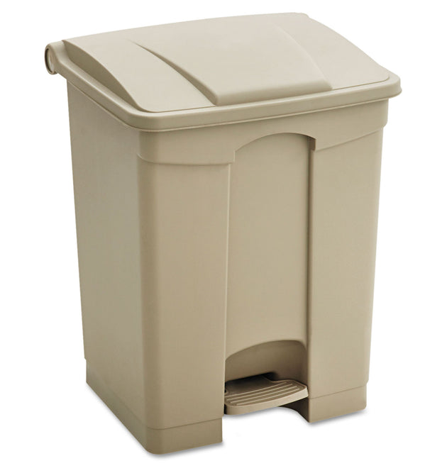 Large Capacity Plastic Step-On Receptacle, 23 gal, Plastic, Tan