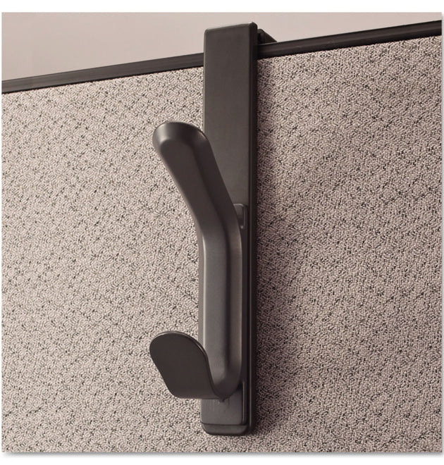 Recycled Cubicle Double Coat Hook, Plastic, Charcoal