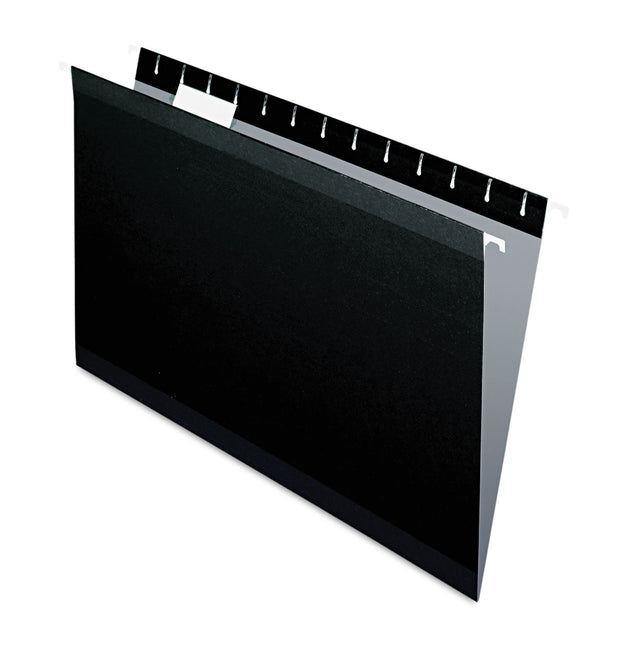 Colored Reinforced Hanging Folders, Legal Size, 1/5-Cut Tabs, Black, 25/Box