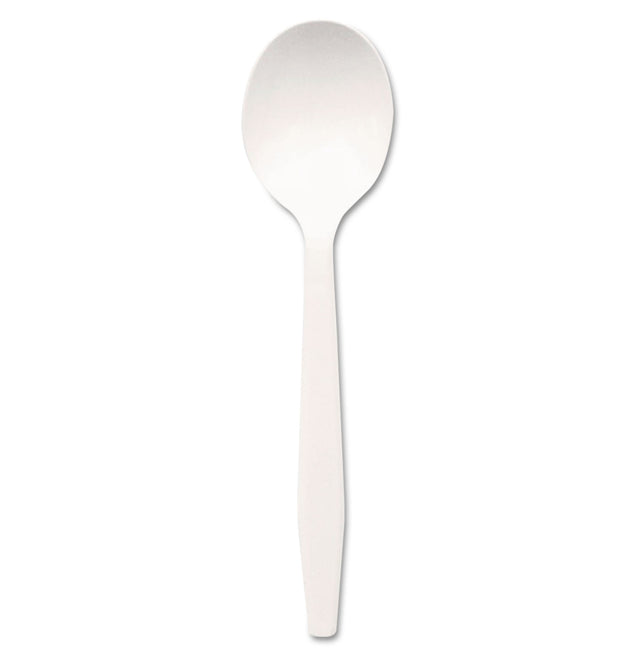 Plastic Cutlery, Mediumweight Soup Spoons, White, 1,000/Carton