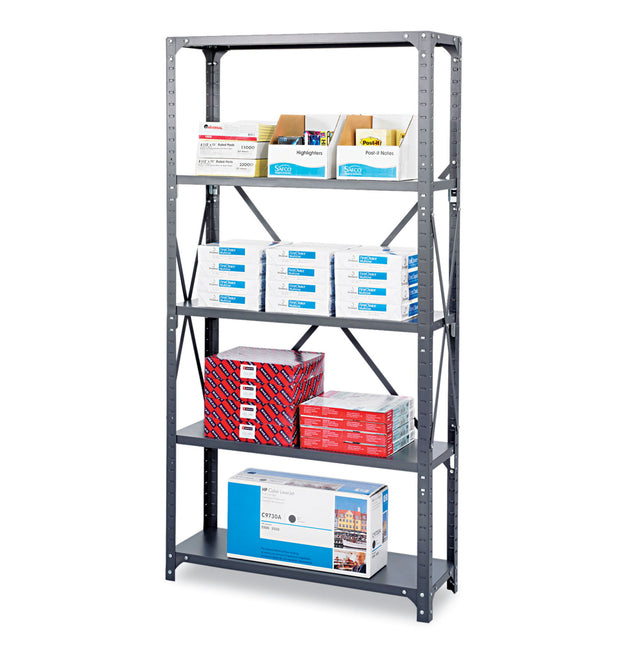 Commercial Steel Shelving Unit, Five-Shelf, 36w x 12d x 75h, Dark Gray