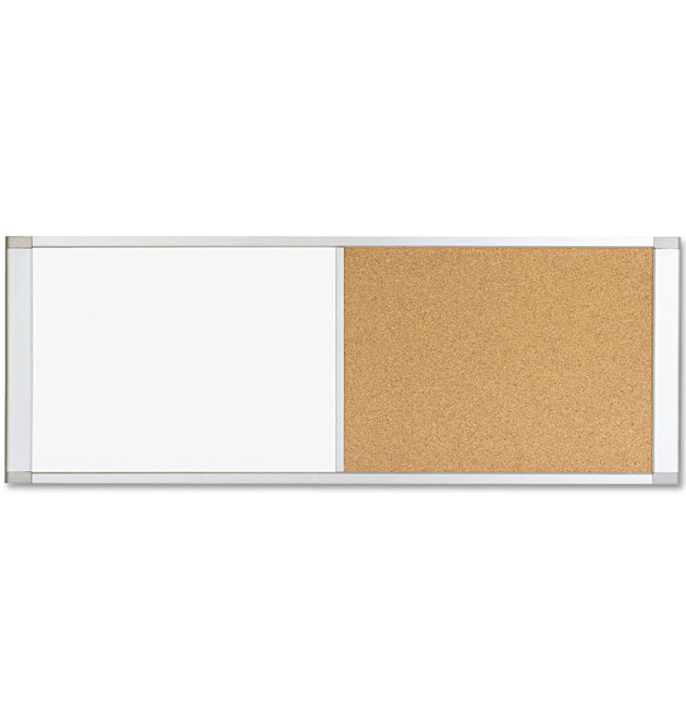 Combo Cubicle Workstation Dry Erase/Cork Board, 48 x 18, Tan/White Surface, Aluminum Frame