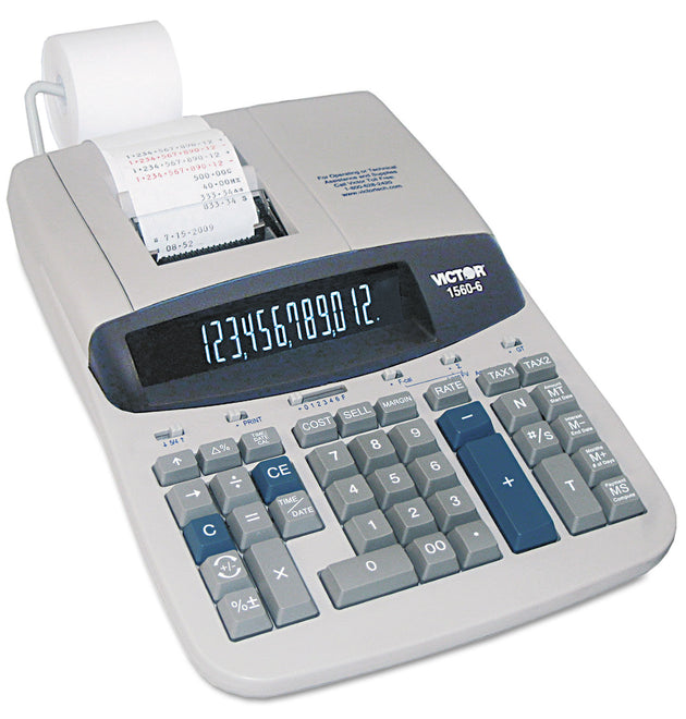 1560-6 Two-Color Ribbon Printing Calculator, Black/Red Print, 5.2 Lines/Sec