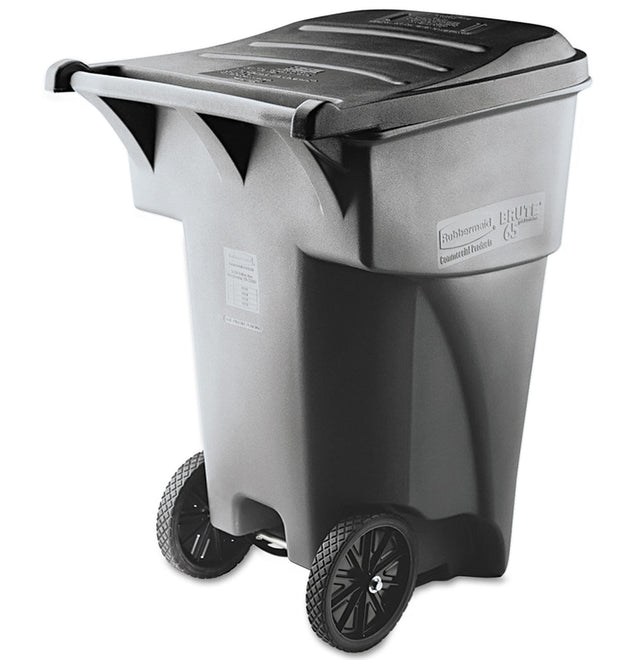 Brute Roll-Out Heavy-Duty Container, 95 gal, Polyethylene, Gray