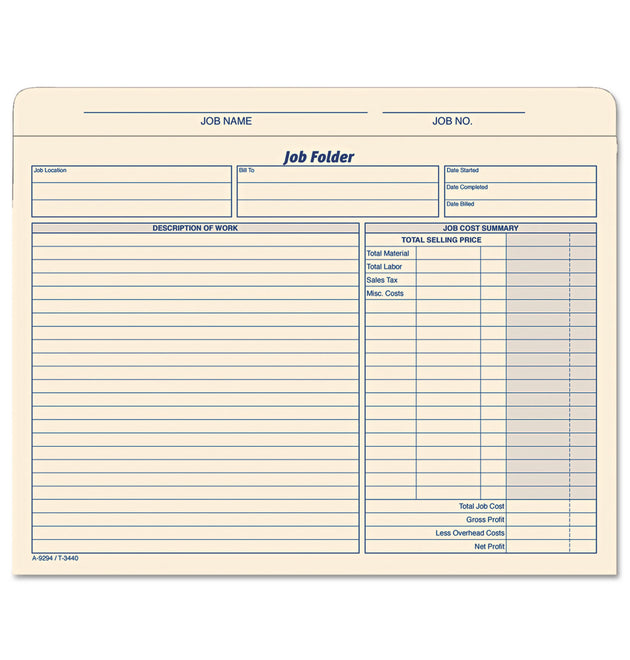 Job Folder, Straight Tabs, Letter Size, Manila, 20/Pack