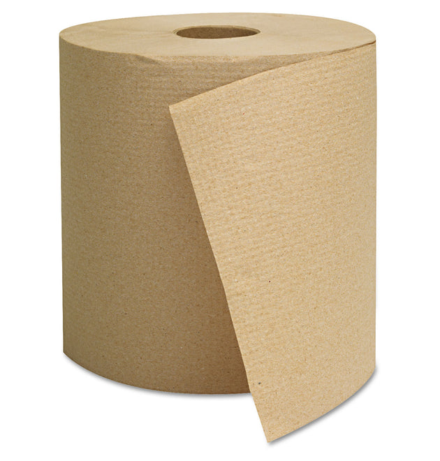 Hardwound Towels, 1-Ply, 800 ft, Brown, 6 Rolls/Carton