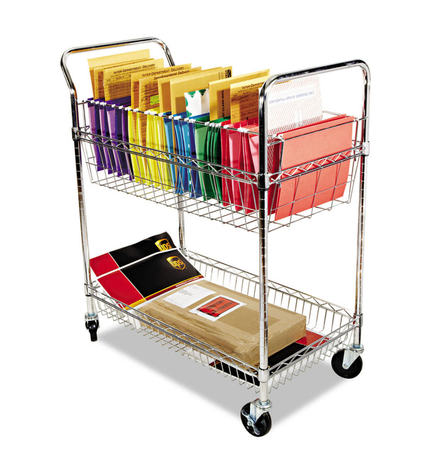 Carry-all Cart/Mail Cart, Two-Shelf, 34-7/8w x 18d x 39-1/2h, Chrome