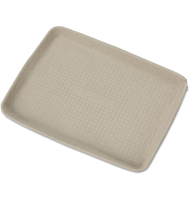 StrongHolder Molded Fiber Food Trays, 1-Compartment, 9 x 12 x 1, Beige, Paper, 250/Carton