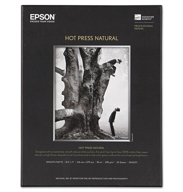 Hot Press Fine Art Paper, 17 mil, 8.5 x 11, Smooth Matte Natural, 25/Pack