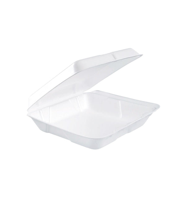 Foam Hinged Lid Containers, 7.5 x 8 x 2.2, White, 200/Carton