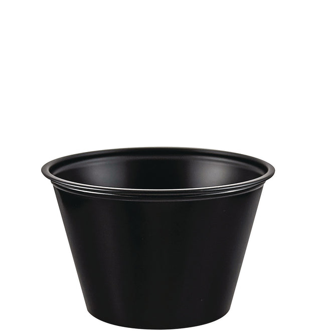 Polystyrene Portion Cups, 4 oz, Black, 250/Bag, 10 Bags/Carton