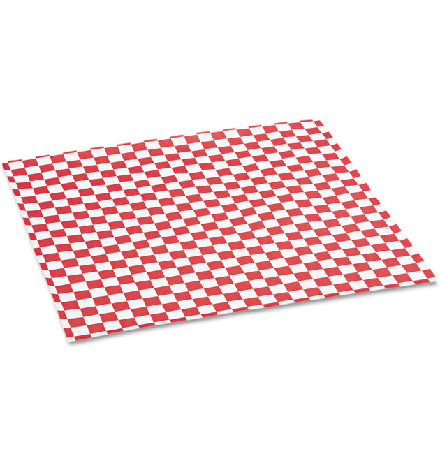 Grease-Resistant Paper Wraps and Liners, 12 x 12, Red Check, 1,000/Box, 5 Boxes/Carton