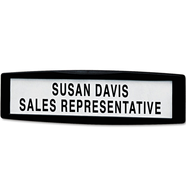 Plastic Partition Additions Nameplate, 9 x 0.75 x 2.5, Fabric Panel Mount, Dark Graphite