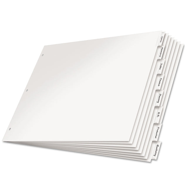 Paper Insertable Dividers, 8-Tab, 11 x 17, White, Clear Tabs, 1 Set