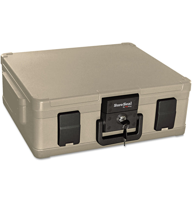 Fire and Waterproof Chest, 0.38 cu ft, 19.9w x 17d x 7.3h, Taupe