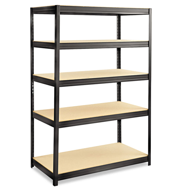 Boltless Steel/Particleboard Shelving, Five-Shelf, 48w x 24d x 72h, Black