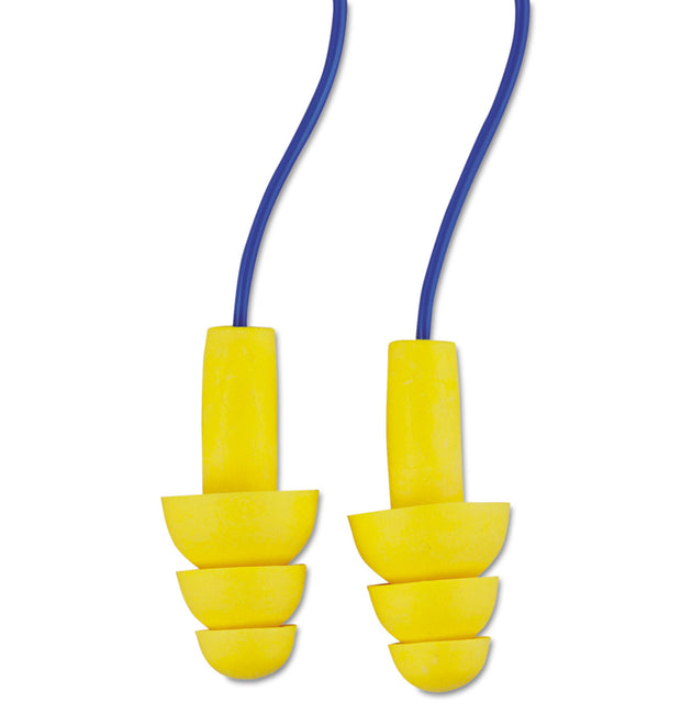 E-A-R UltraFit Reusable Earplugs, Corded, 25 dB NRR, Blue/Yellow, 200 Pairs