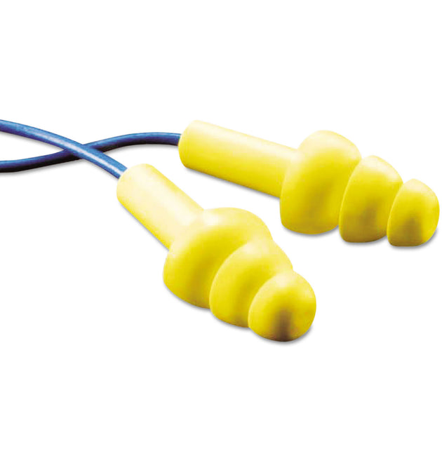 E-A-R UltraFit Metal-Detectable Reusable Earplugs, Corded, 25dB NRR, Blue/Yellow, 100 Pairs