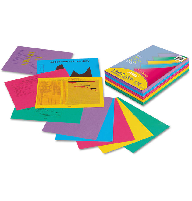 Array Colored Bond Paper, 24 lb Bond Weight, 8.5 x 11, Assorted Designer Colors, 500/Ream