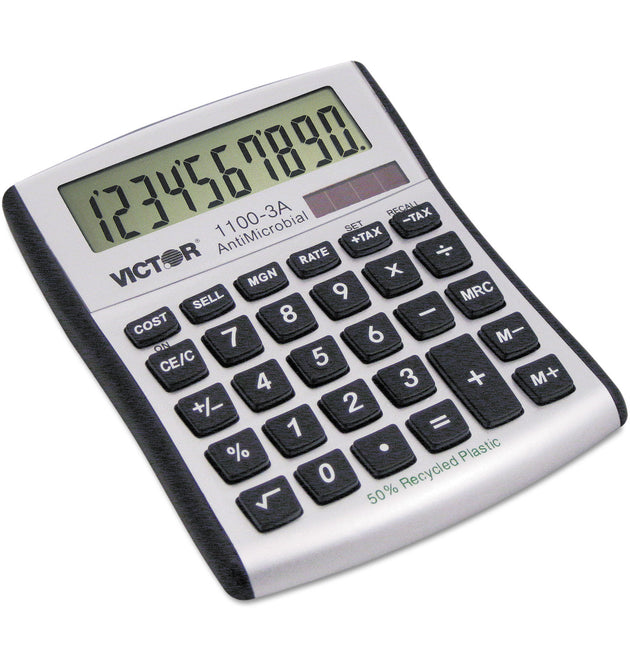 1100-3A Antimicrobial Compact Desktop Calculator, 10-Digit LCD