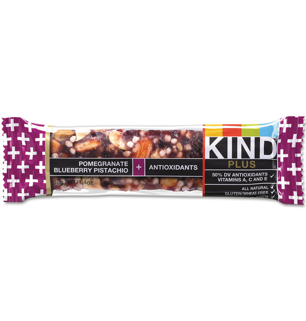 Plus Nutrition Boost Bar, Pom. Blueberry Pistachio/Antioxidants, 1.4 oz, 12/Box