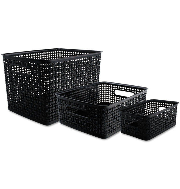 Weave Bins, 13.63 x 10.75 x 9, Black, 3/Pack