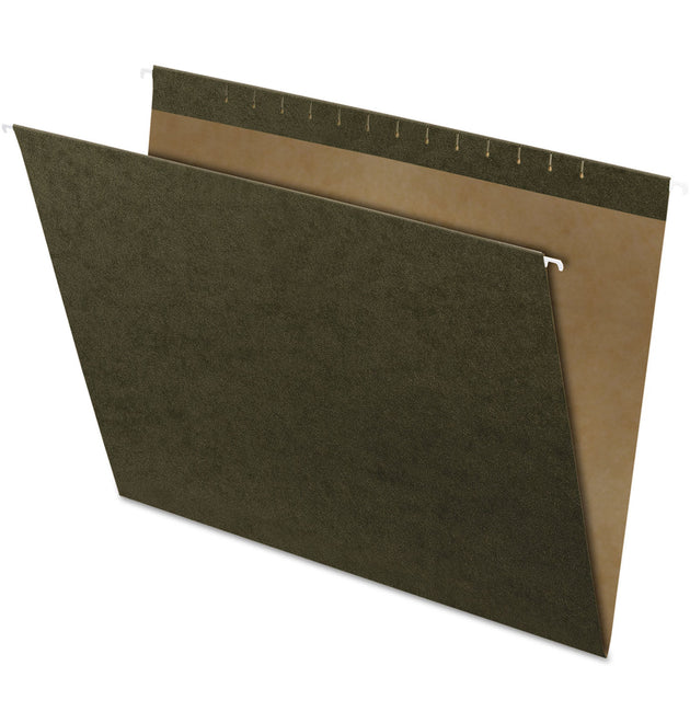 Reinforced Hanging File Folders, Large Format, Standard Green, 25/Box