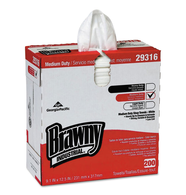 Lightweight Disposable Shop Towels, 9.1 x 12.5, White, 2,000/Carton