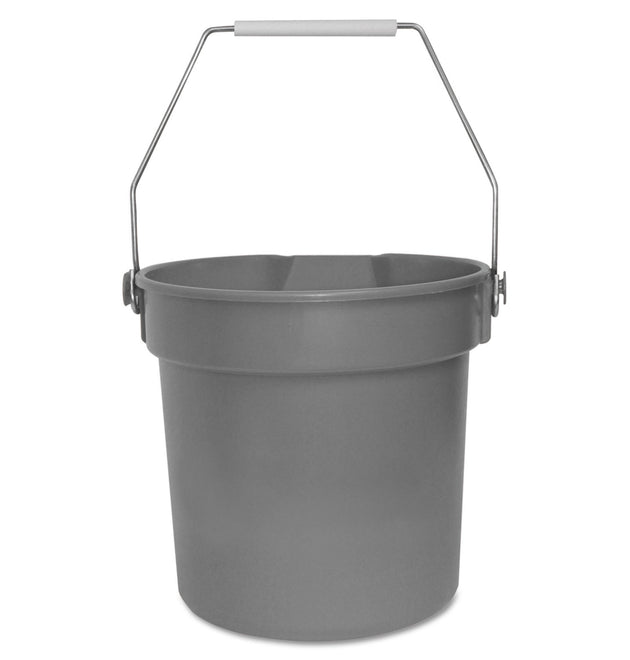 Deluxe Heavy-Duty Bucket, 10 qt, Polypropylene, Gray, 10.63