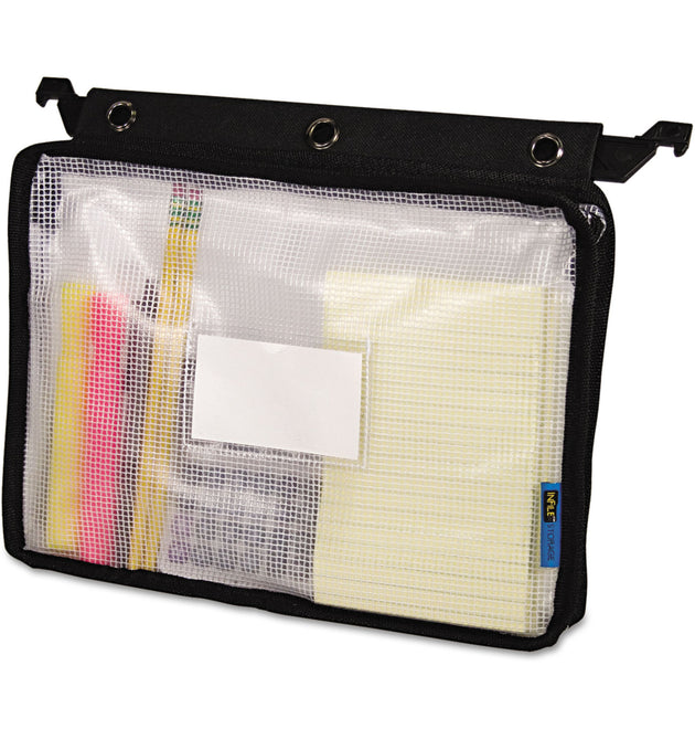 Expanding Zipper Pouch, 13 x 9.25, Black/Clear