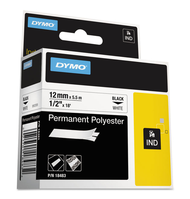 Rhino Permanent Poly Industrial Label Tape, 0.5