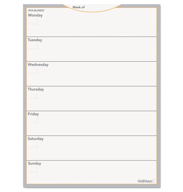 WallMates Self-Adhesive Dry Erase Weekly Planning Surfaces, 18 x 24, White/Gray/Orange Sheets, Undated