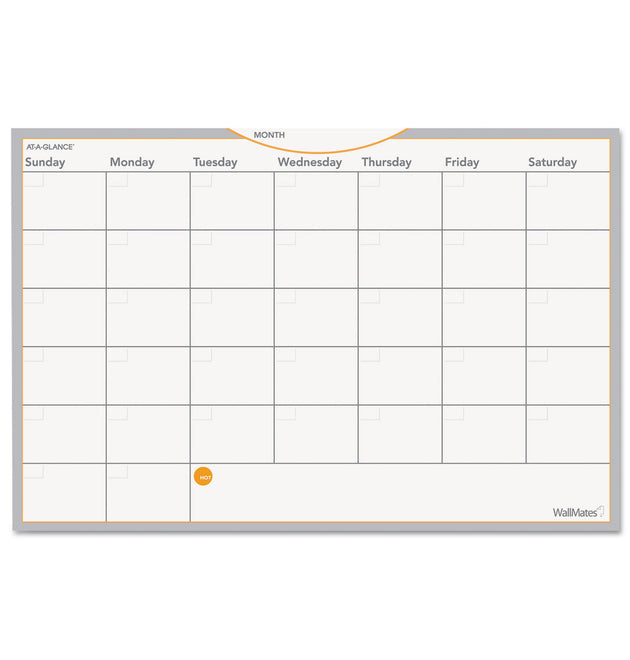 WallMates Self-Adhesive Dry Erase Monthly Planning Surfaces, 18 x 12, White/Gray/Orange Sheets, Undated