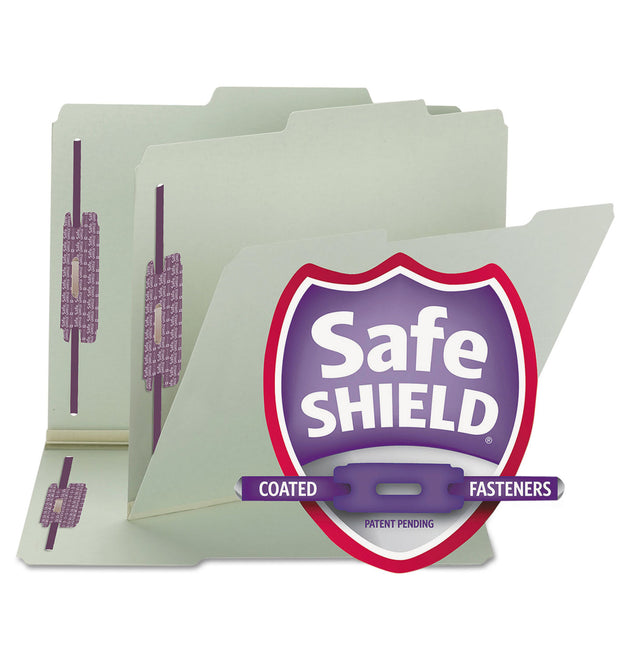 Recycled Pressboard Folders, Two SafeSHIELD Coated Fasteners, 2/5-Cut: R of C, 1