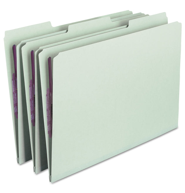 Recycled Pressboard Fastener Folders, 1/3-Cut Tabs, Two SafeSHIELD Fasteners, 1