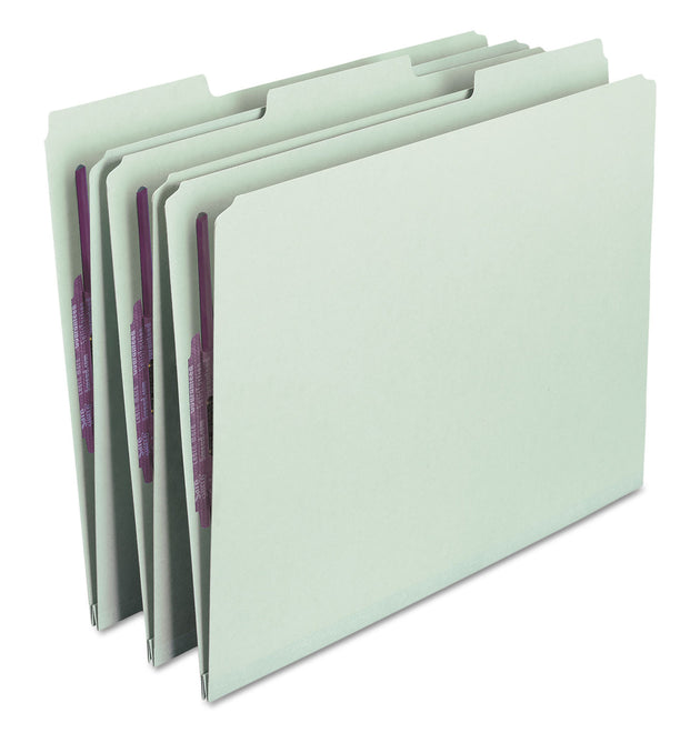 Recycled Pressboard Fastener Folders, 1/3-Cut Tabs, Two SafeSHIELD Fasteners, 1